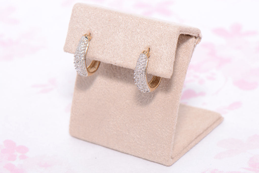 9ct Yellow Gold and Diamond hoop earrings