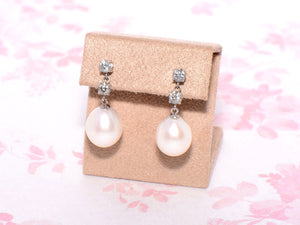 18ct Gold South Sea Pearl and Diamond Drop Earrings