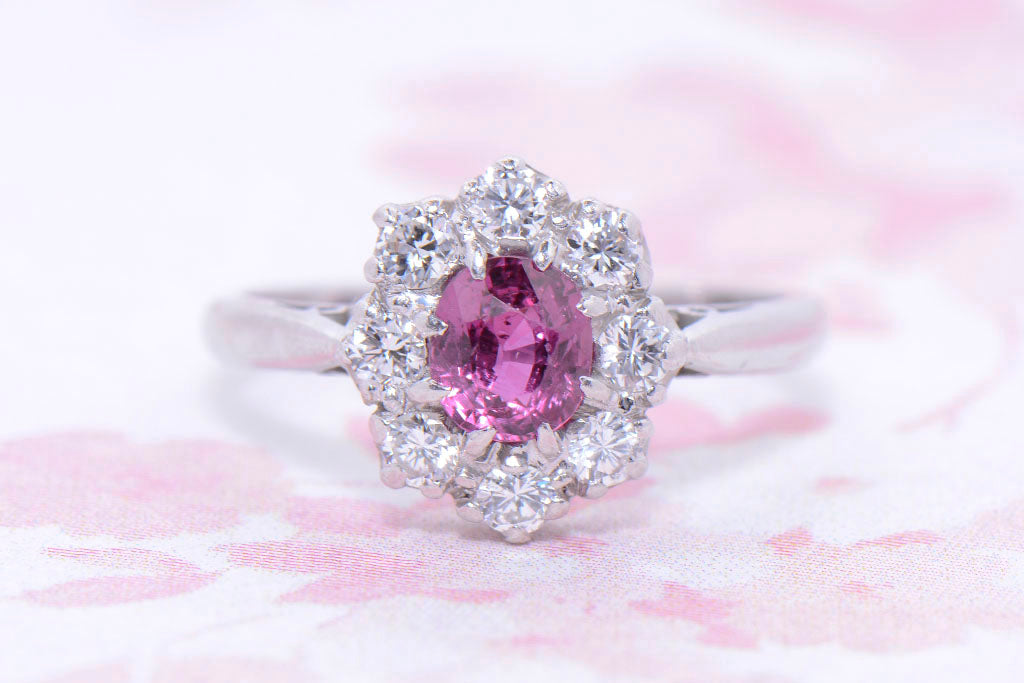 Ruby and Diamond Oval Cluster ring