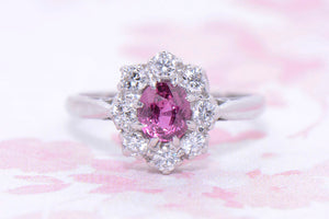 Ruby and Diamond Oval Cluster ring