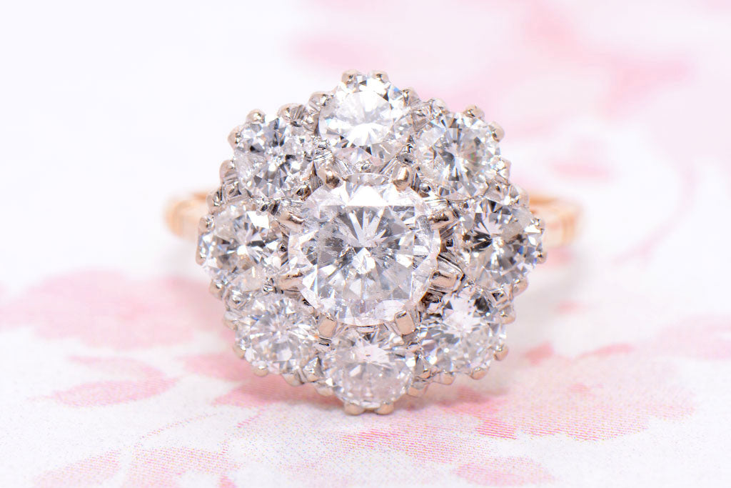 Impressive Antique Style Diamond Cluster Ring