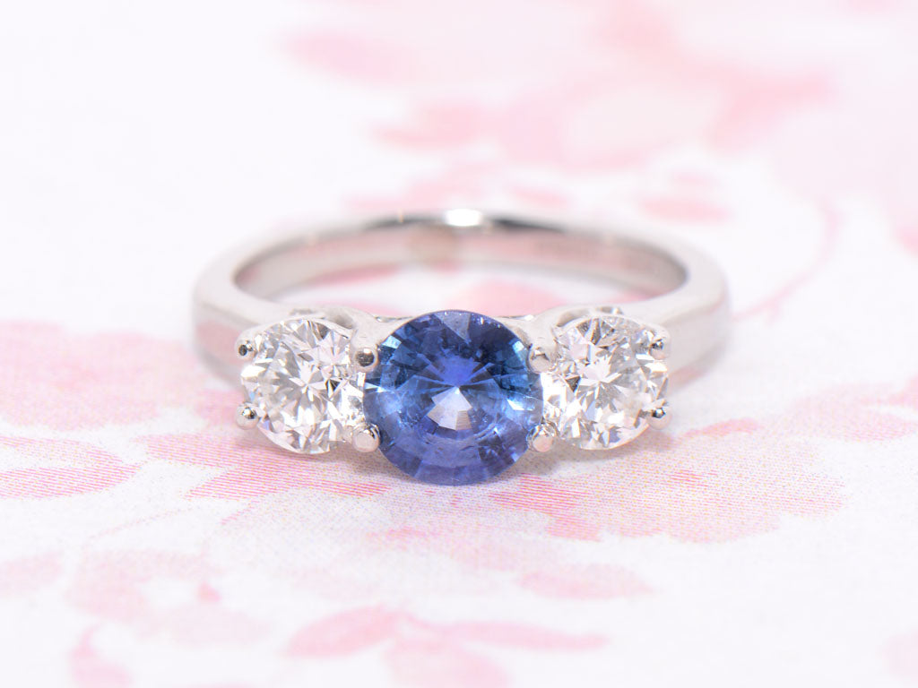 Platinum Sapphire and Diamond Trilogy ring