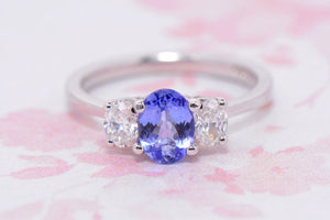 Tanzanite and Diamond Trilogy Ring