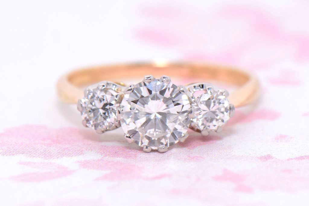 Round Brilliant Cut Diamond Trilogy Ring