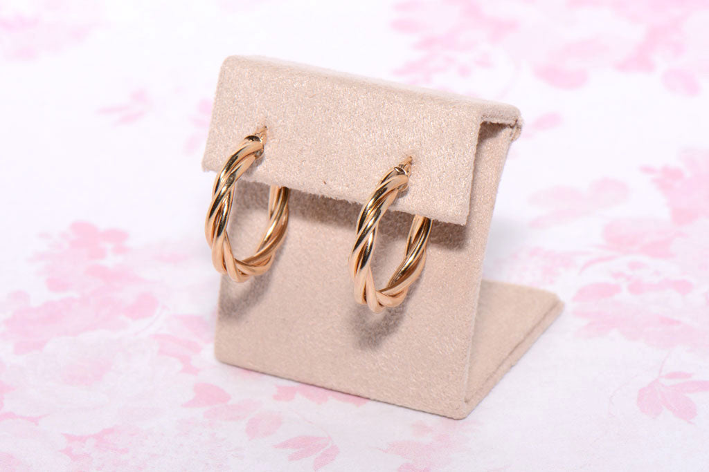 9ct Yellow Gold hoop twist earrings