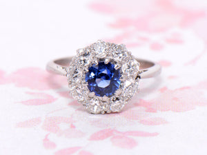 Early Twentieth Century Sapphire and Diamond Cluster Ring