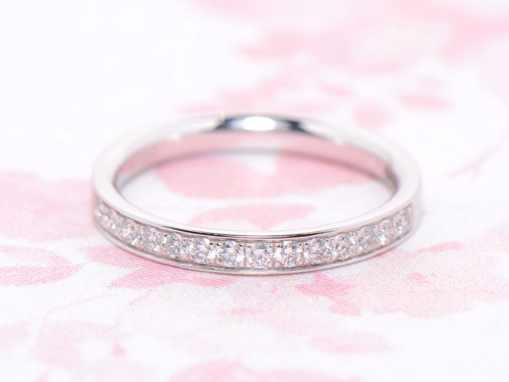 Platinum and Diamond Grain Set Half Eternity Ring