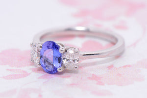 Tanzanite and Diamond Trilogy Ring