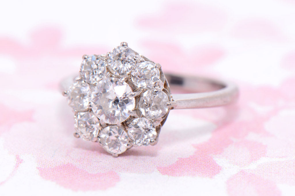 Antique Old Brilliant Cut Diamond Cluster ring