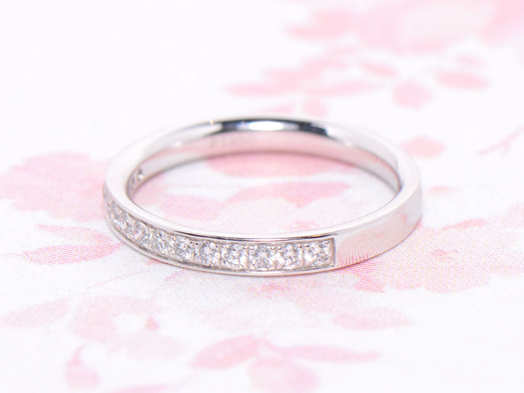 Platinum and Diamond Grain Set Half Eternity Ring