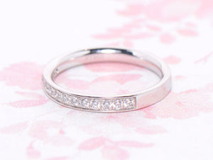 Platinum and Diamond Grain Set Half Eternity Ring