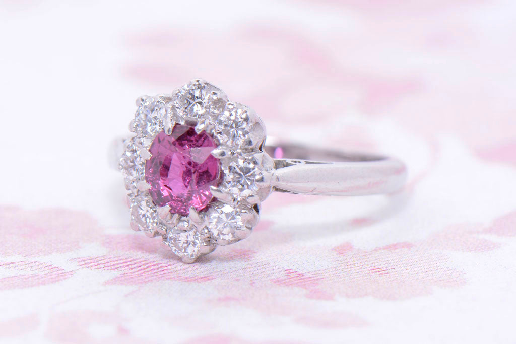 Ruby and Diamond Oval Cluster ring