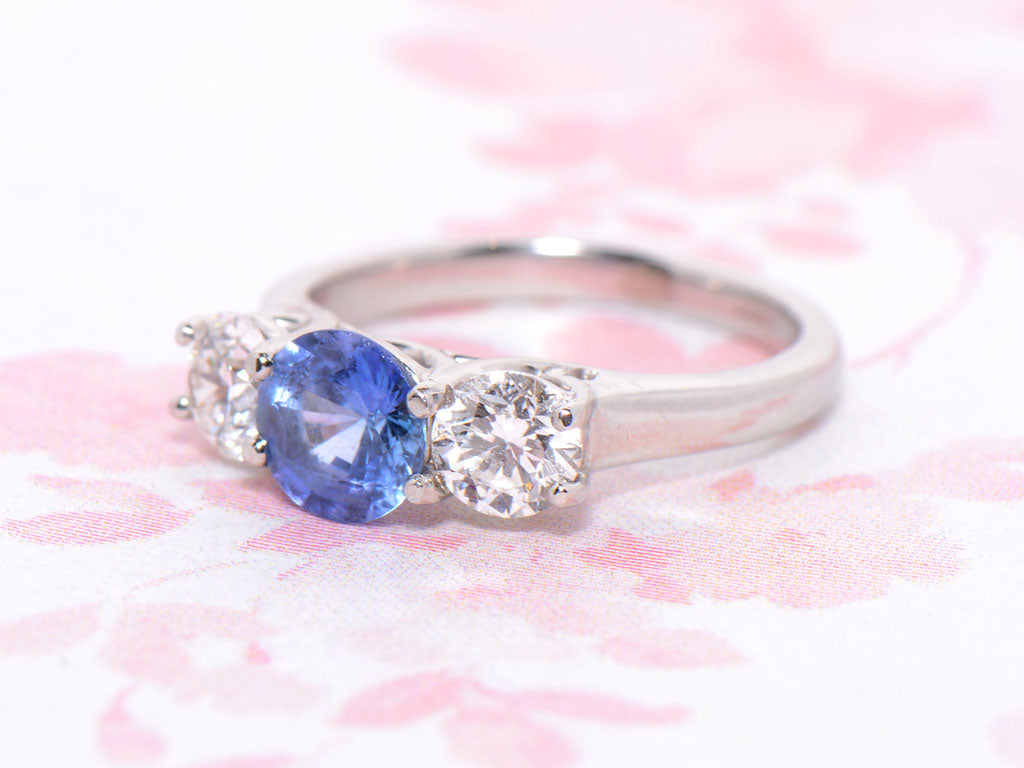Platinum Sapphire and Diamond Trilogy ring