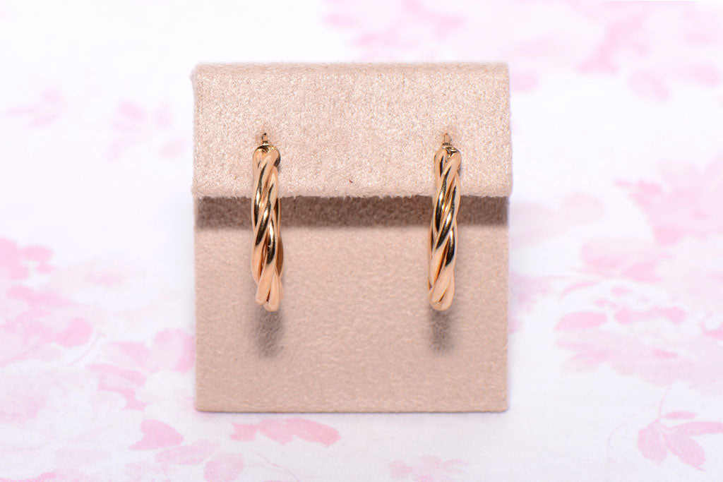 9ct Yellow Gold hoop twist earrings