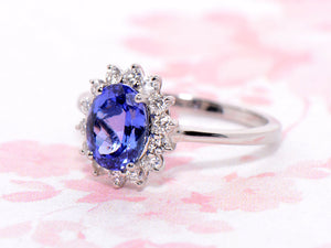 Platinum Tanzanite and Diamond Cluster Ring
