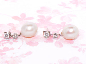 18ct Gold South Sea Pearl and Diamond Drop Earrings