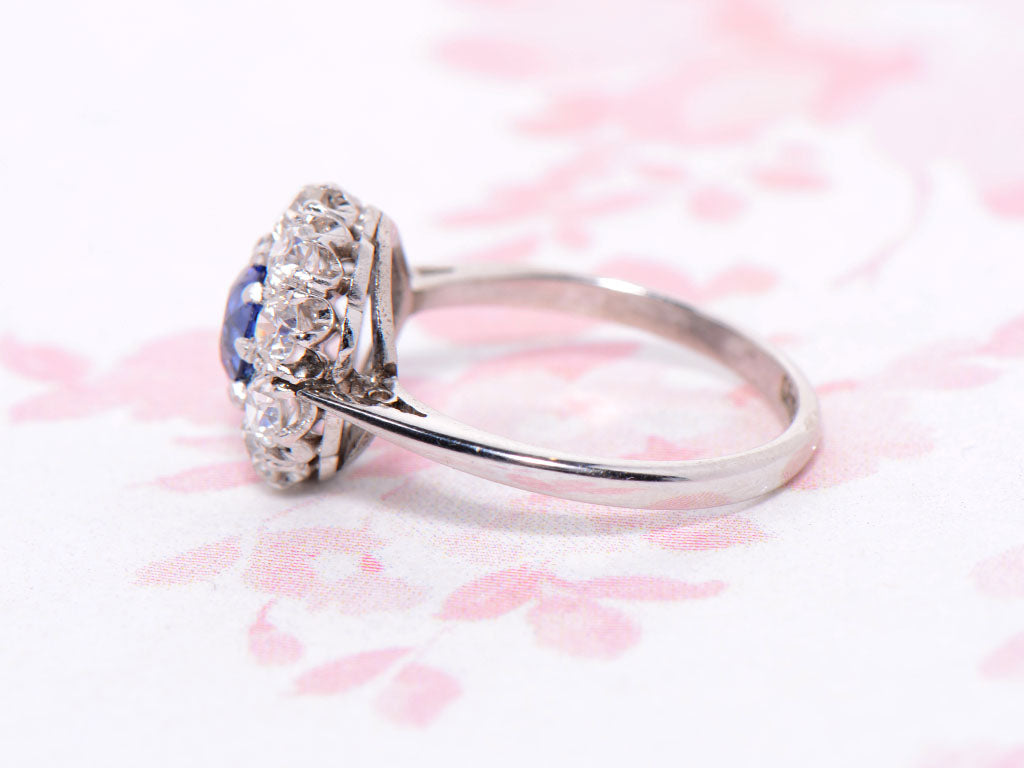 Early Twentieth Century Sapphire and Diamond Cluster Ring