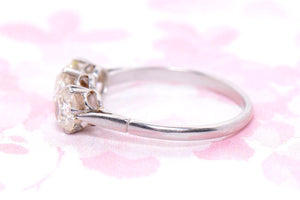 Antique Old Mine Cut Diamond Trilogy ring