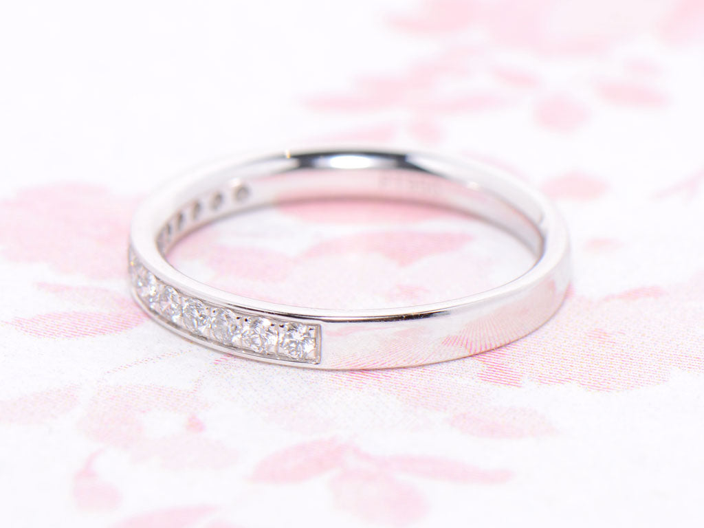 Platinum and Diamond Grain Set Half Eternity Ring