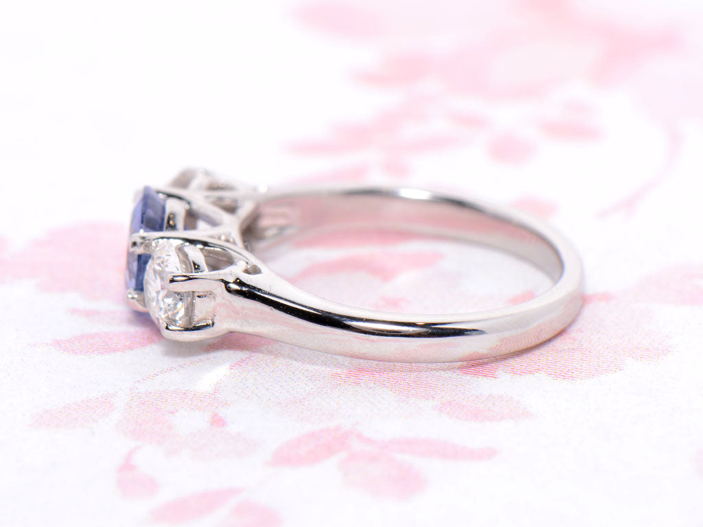 Platinum Sapphire and Diamond Trilogy ring
