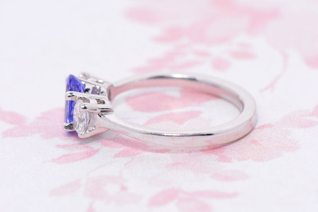 Tanzanite and Diamond Trilogy Ring