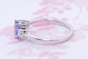 Tanzanite and Diamond trilogy ring