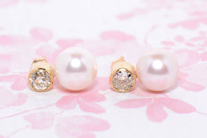 Beautiful Pearl and Diamond drop earrings