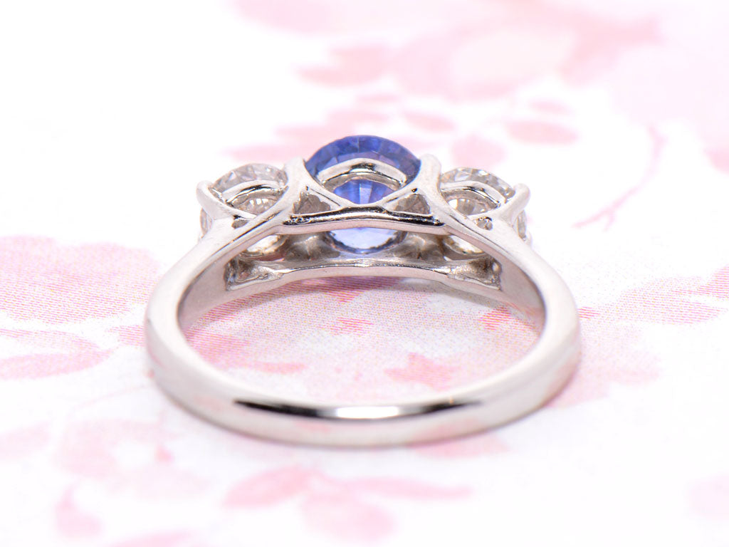 Platinum Sapphire and Diamond Trilogy ring