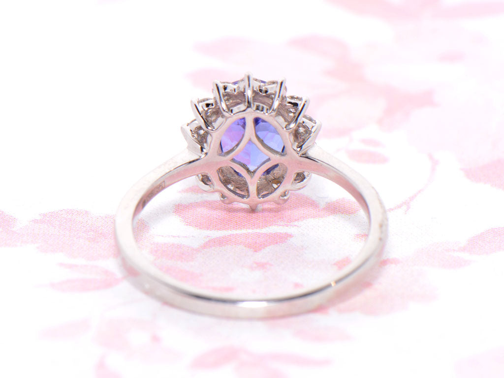 Platinum Tanzanite and Diamond Cluster Ring