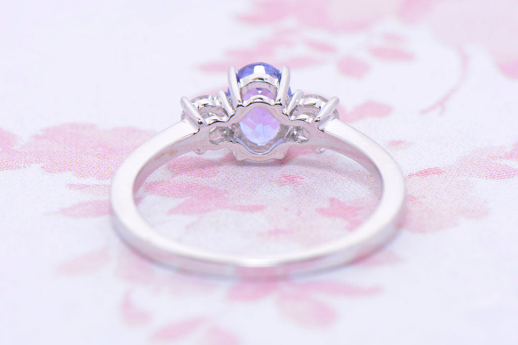 Tanzanite and Diamond trilogy ring