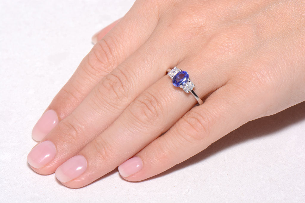 Tanzanite and Diamond Trilogy Ring