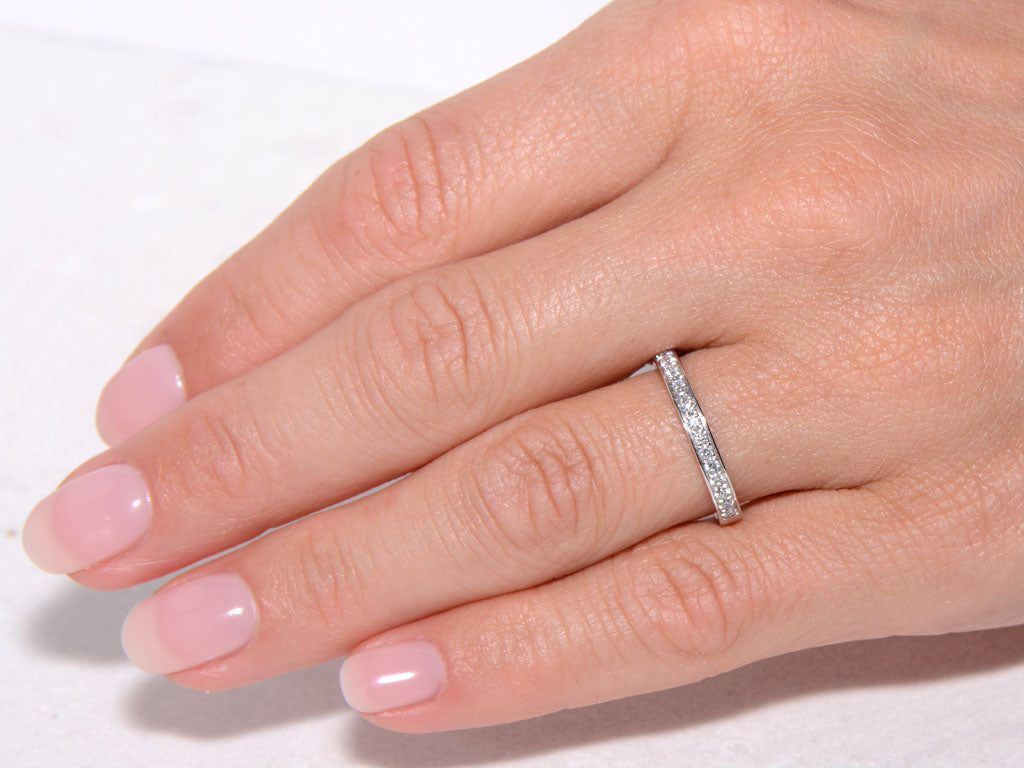 Platinum and Diamond Grain Set Half Eternity Ring
