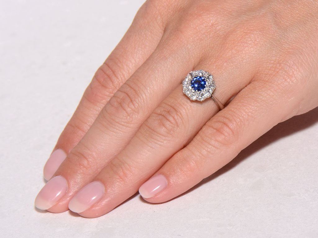Early Twentieth Century Sapphire and Diamond Cluster Ring
