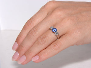 Platinum Sapphire and Diamond Trilogy ring