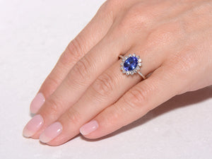 Platinum Tanzanite and Diamond Cluster Ring