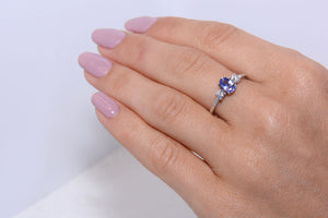 Tanzanite and Diamond trilogy ring