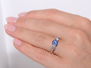 Platinum Sapphire and Diamond Trilogy ring