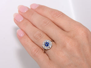 Early Twentieth Century Sapphire and Diamond Cluster Ring