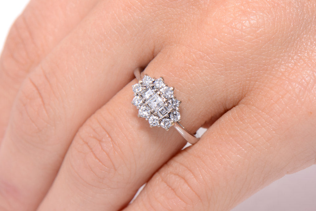 Mixed Cut Diamond Cluster ring