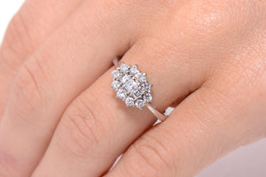 Mixed Cut Diamond Cluster ring