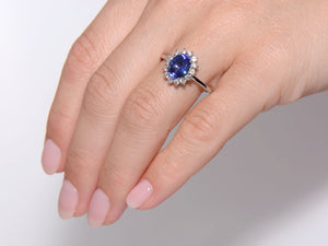 Platinum Tanzanite and Diamond Cluster Ring