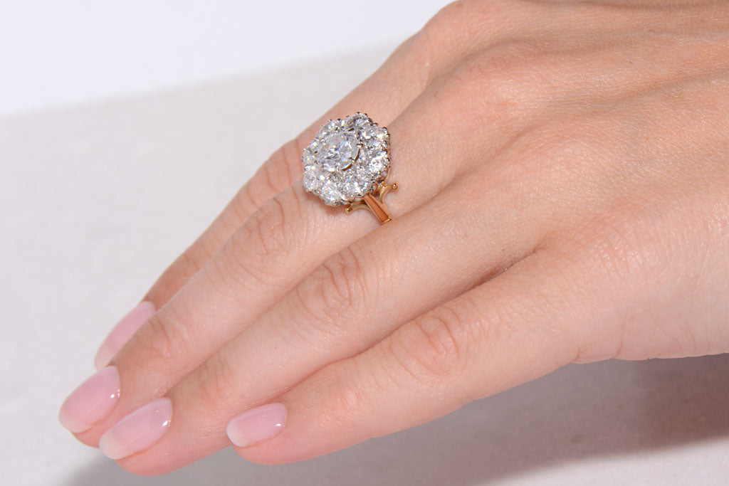 Impressive Antique Style Diamond Cluster Ring