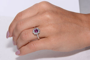 Ruby and Diamond Oval Cluster ring