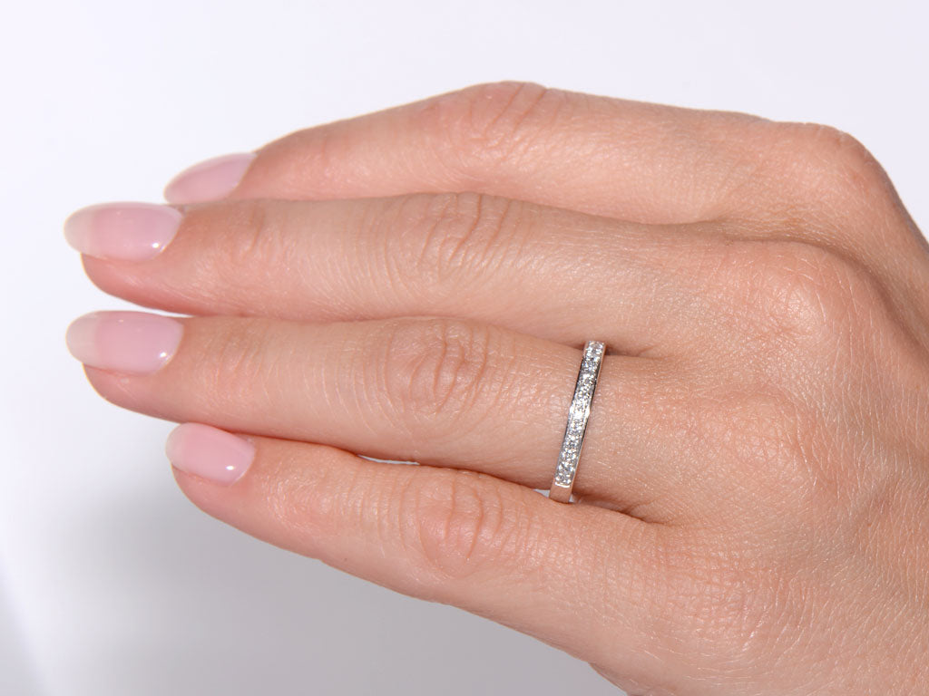 Platinum and Diamond Grain Set Half Eternity Ring