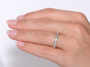 Platinum and Diamond Grain Set Half Eternity Ring