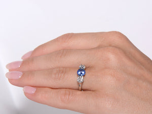 Platinum Sapphire and Diamond Trilogy ring