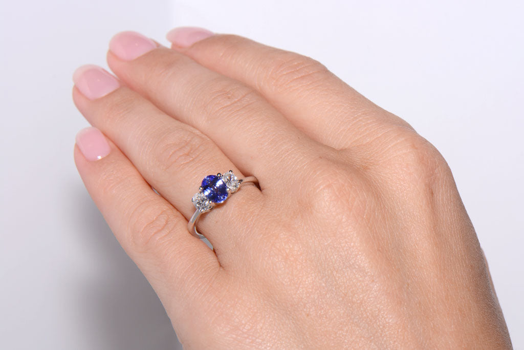 Tanzanite and Diamond Trilogy Ring