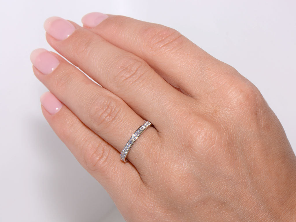 Platinum and Diamond Grain Set Half Eternity Ring