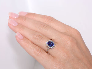 Platinum Tanzanite and Diamond Cluster Ring