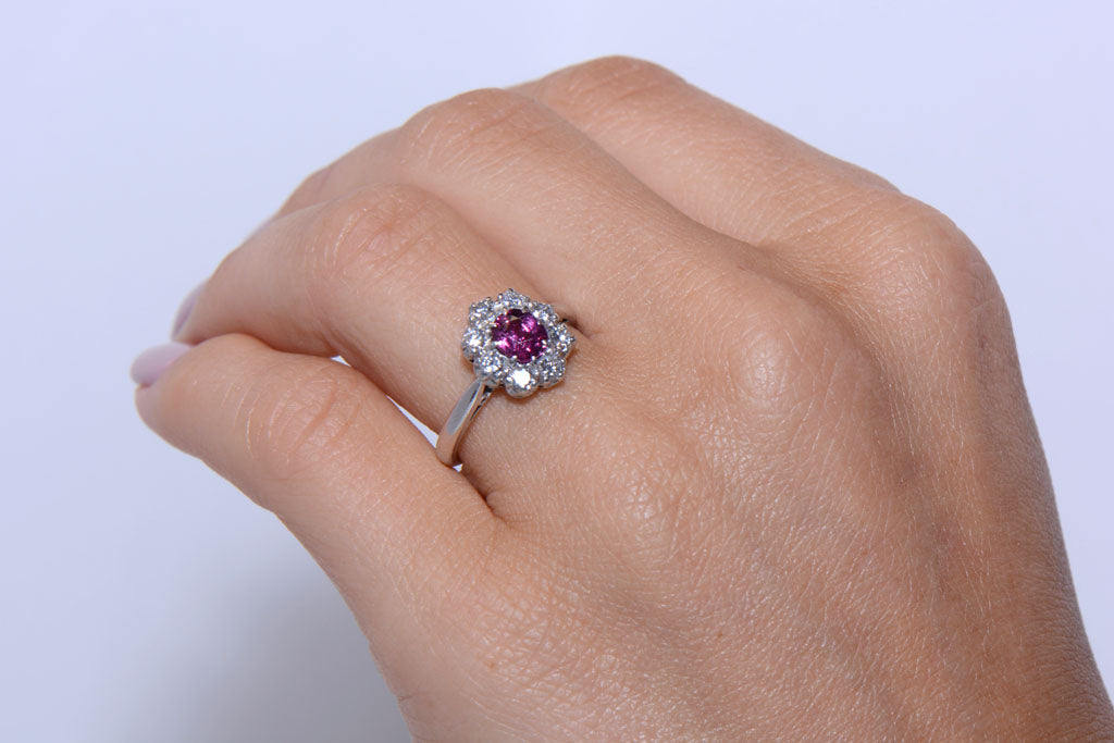 Ruby and Diamond Oval Cluster ring